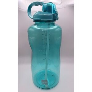 Wellness 1 Gallon Water Bottle Teal Large Capacity Motivational Straw Handle